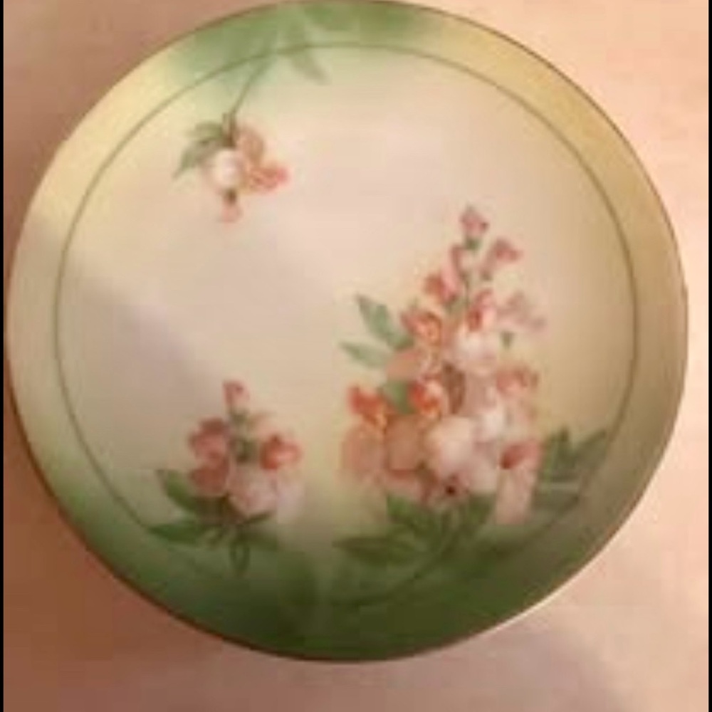 Floral Decorative Plate with Green and Pink Accents